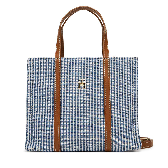 Torebka Tommy Hilfiger Th Premium Beach Le Mini Tote AW0AW17208 Niebieski
