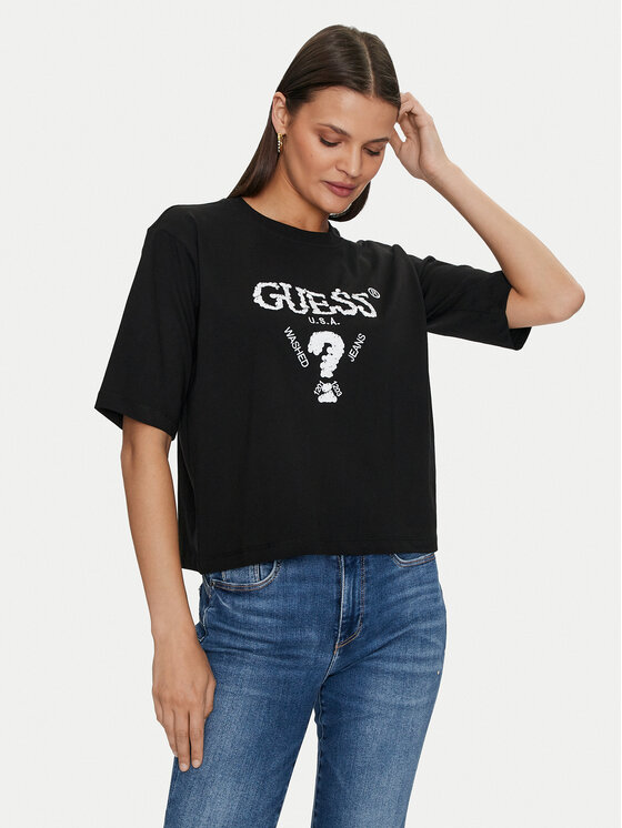 Guess T-Shirt Aurelie V4YI06 I3Z14 Czarny Boxy Fit