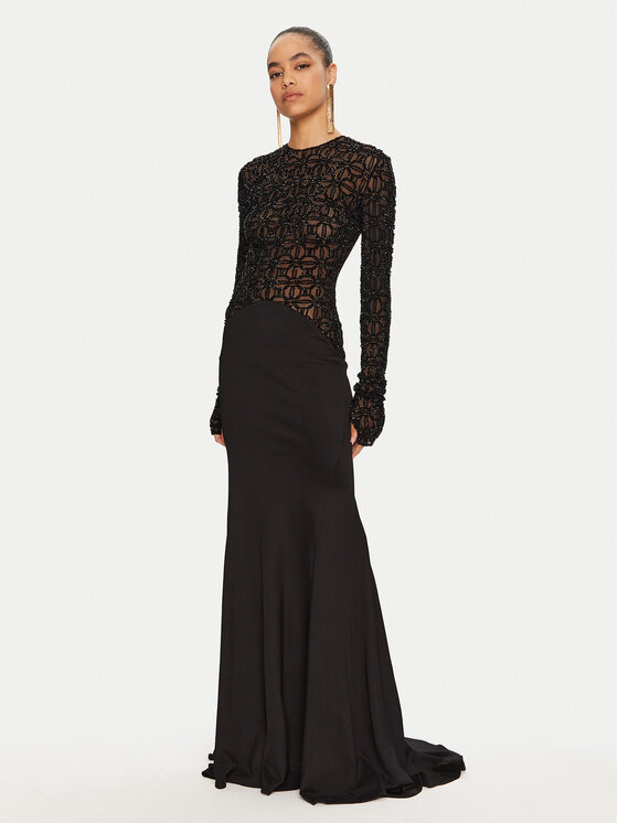 Elisabetta Franchi Sukienka wieczorowa Red Carpet AB65947E2 Czarny Regular Fit