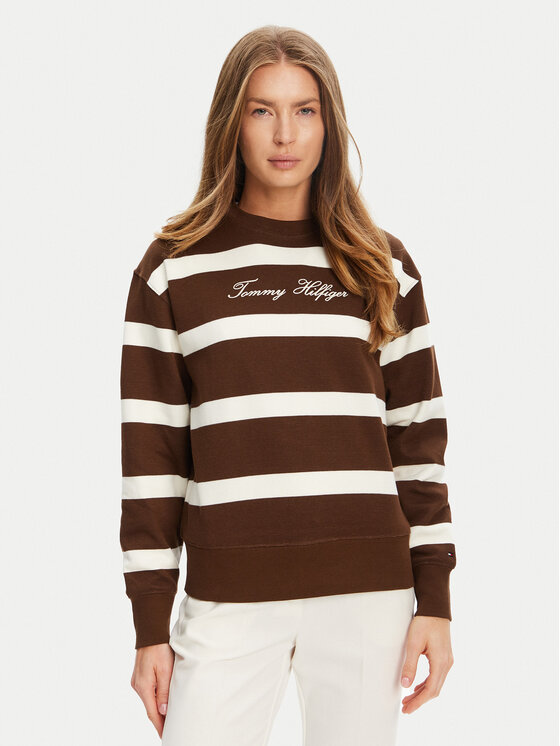 Tommy Hilfiger Bluza Script WW0WW45743 Brązowy Regular Fit