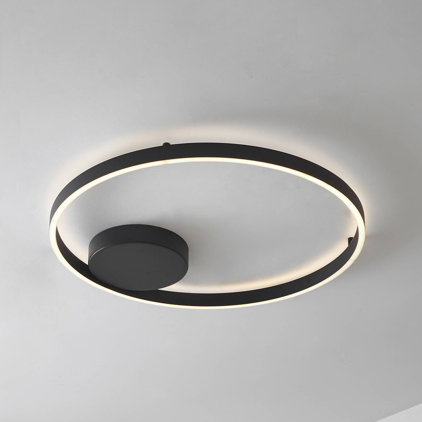 Inteligentna lampa sufitowa Moise Lucande, możliwość ściemniania, czarny, salon / jadalnia, aluminium, nowoczesny