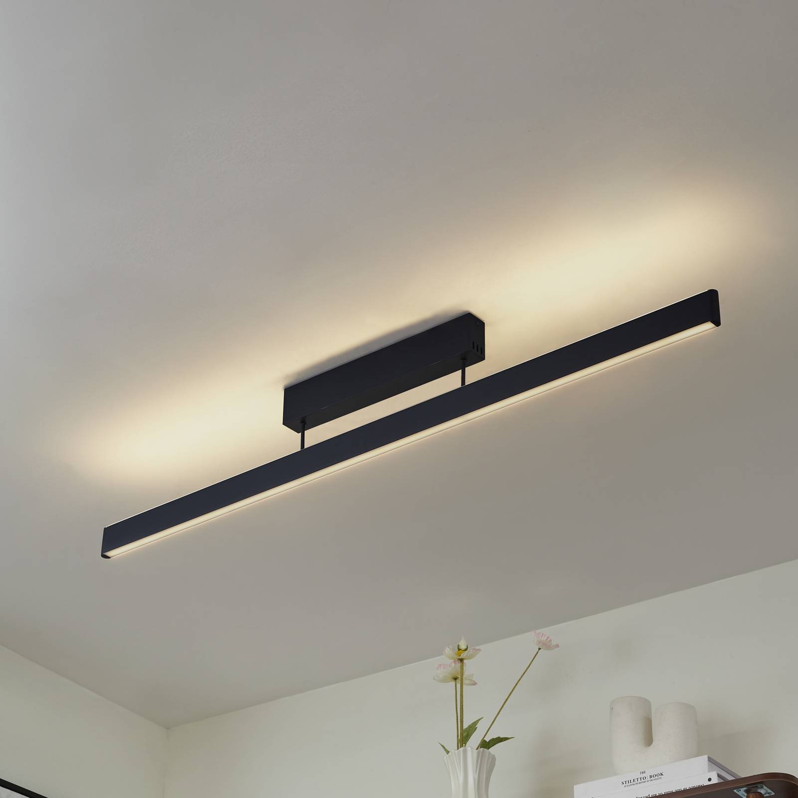 Inteligentna lampa sufitowa Mylosh Lucande, możliwość ściemniania, czarny, salon / jadalnia, aluminium, nowoczesny