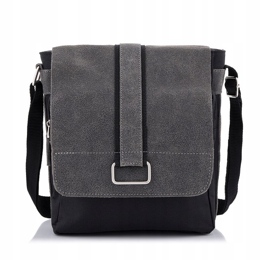 Saszetka Męska na Ramię na Dokumenty Skórzana Vintage Szara Belveder BV15