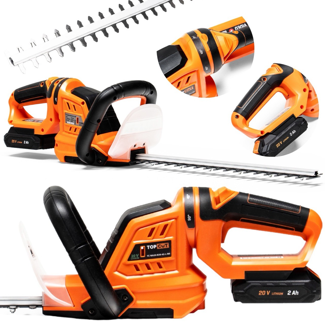 Akumulatorowe nożyce do żywopłotu 45 cm 20V TOP CUT TC-NA20-B20-45-L-RH