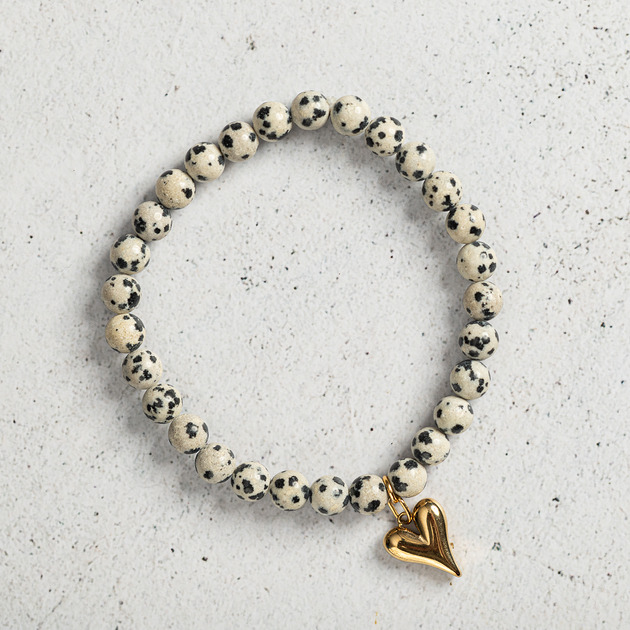 Bransoletka z sercem Jaspips dalmatyński