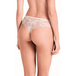 Majtki damskie brazyliany z eleganckiej kremowej koronki Saten 180 Lormar