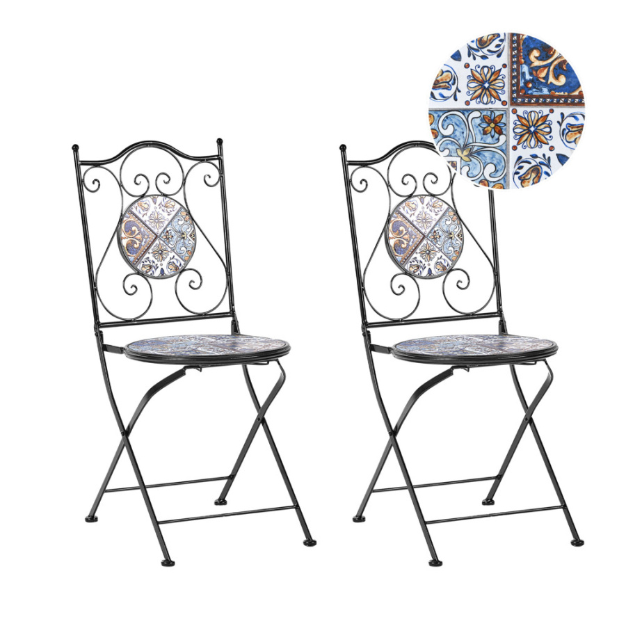 BLmeble Zestaw 2 krzeseł ogrodowych civita czarny metal B506125