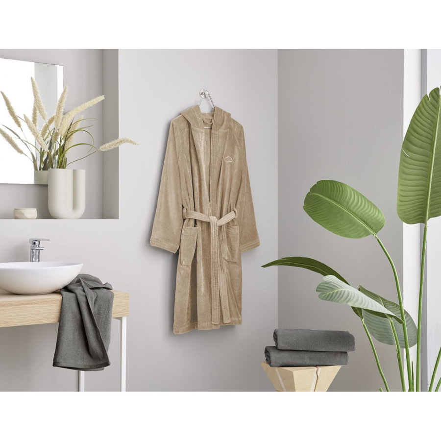 Kleine wolke chill luksusowy szlafrok frotte rozm. s/m beżowy 100% bawełna 3045271064