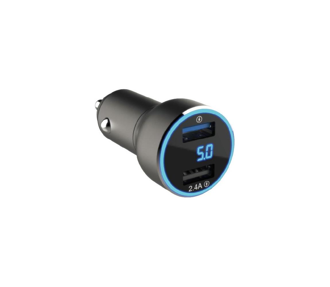 Winner Group - Ładowarka samochodowa z wyświetlaczem 2xUSB-A Power Delivery 30W czarny