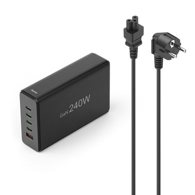 HAMA STACJA ŁADUJĄCA O MOCY 240W,4X USB-C, 1X USB-A, CZARNA