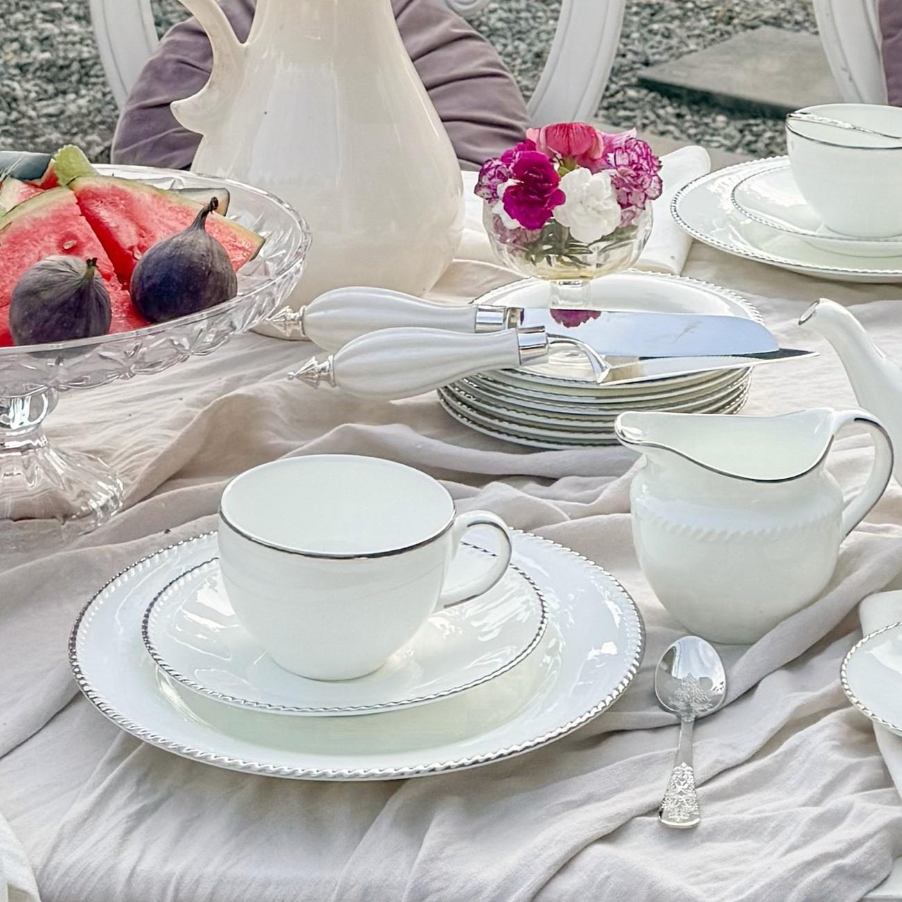 Serwis kawowy porcelanowy na 6 osób FLORIAN