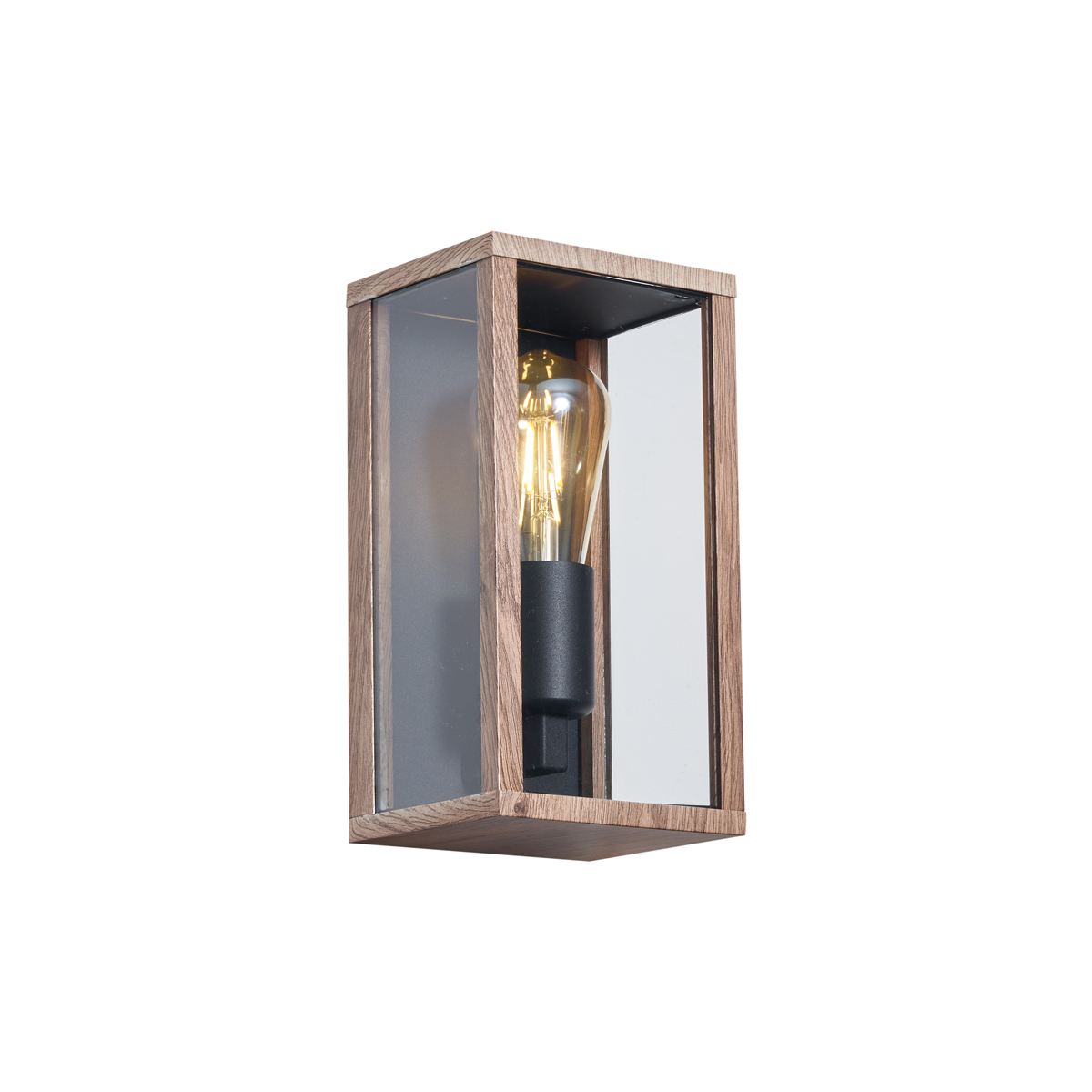QAZQA Industrialny kinkiet z nadrukiem drewna 26 cm IP44 - Charlois