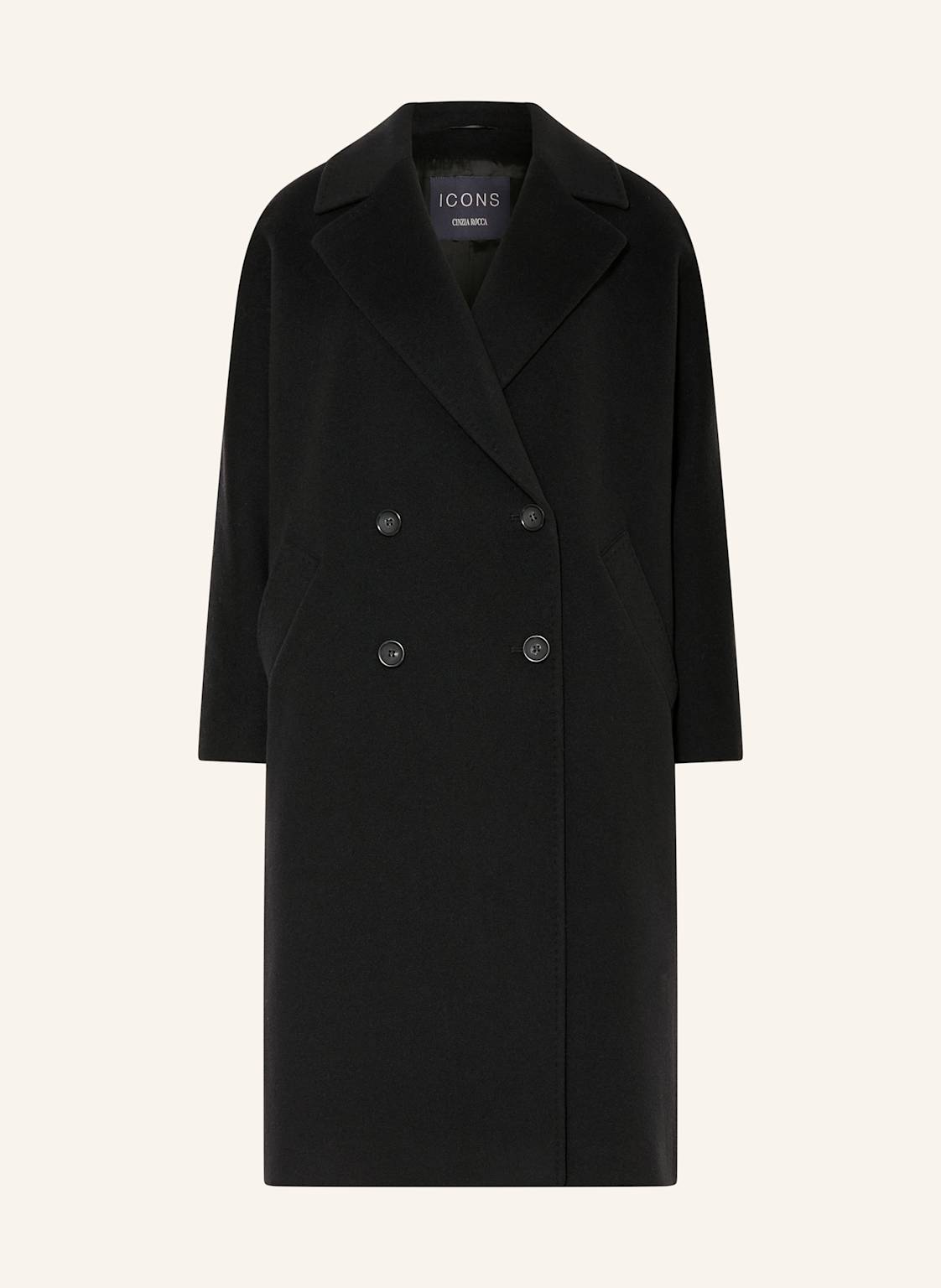 Icons Cinzia Rocca Płaszcz Wełniany schwarz