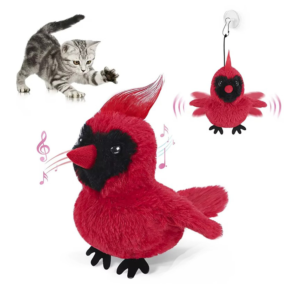 Zabawka dla kota interaktywny pluszowy ptaszek ruch i ptasie dźwięki