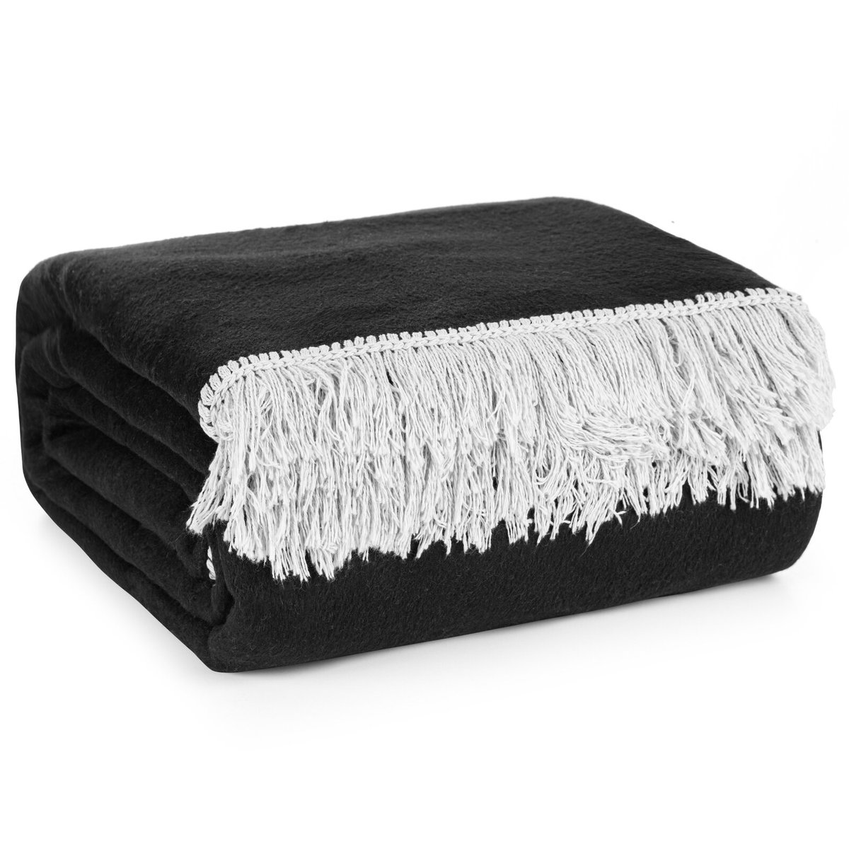 Elegancki Koc Akrylowy 220x240 cm Czarny/Srebrny