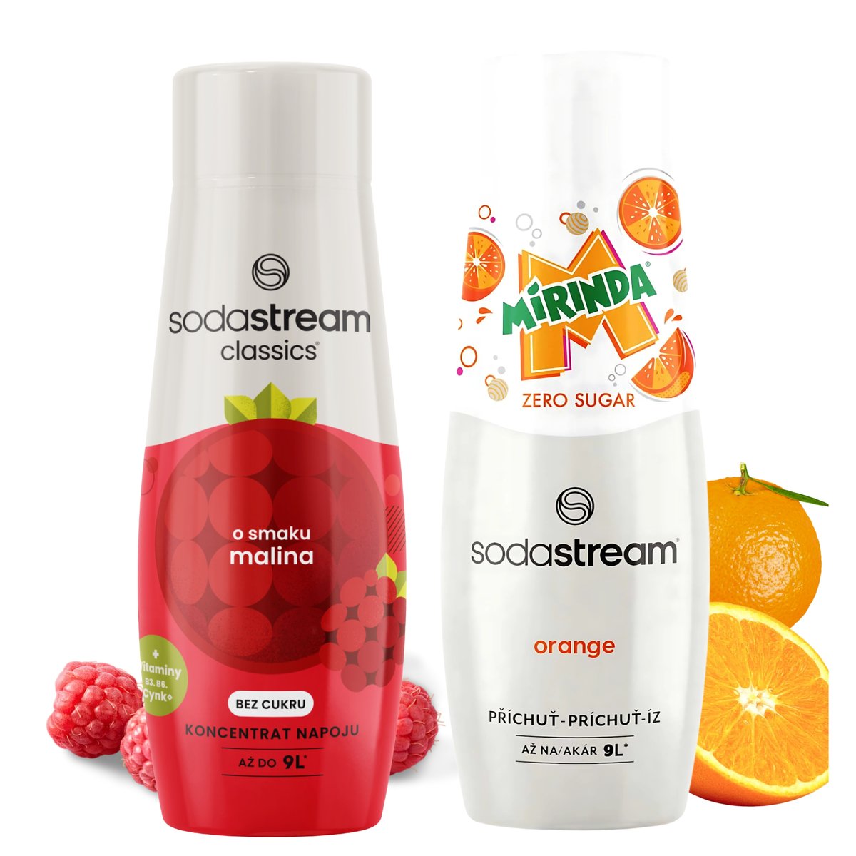 SodaStream Syropy do Saturatora Malina Zero + Mirinda Zero Cukru Koncentrat