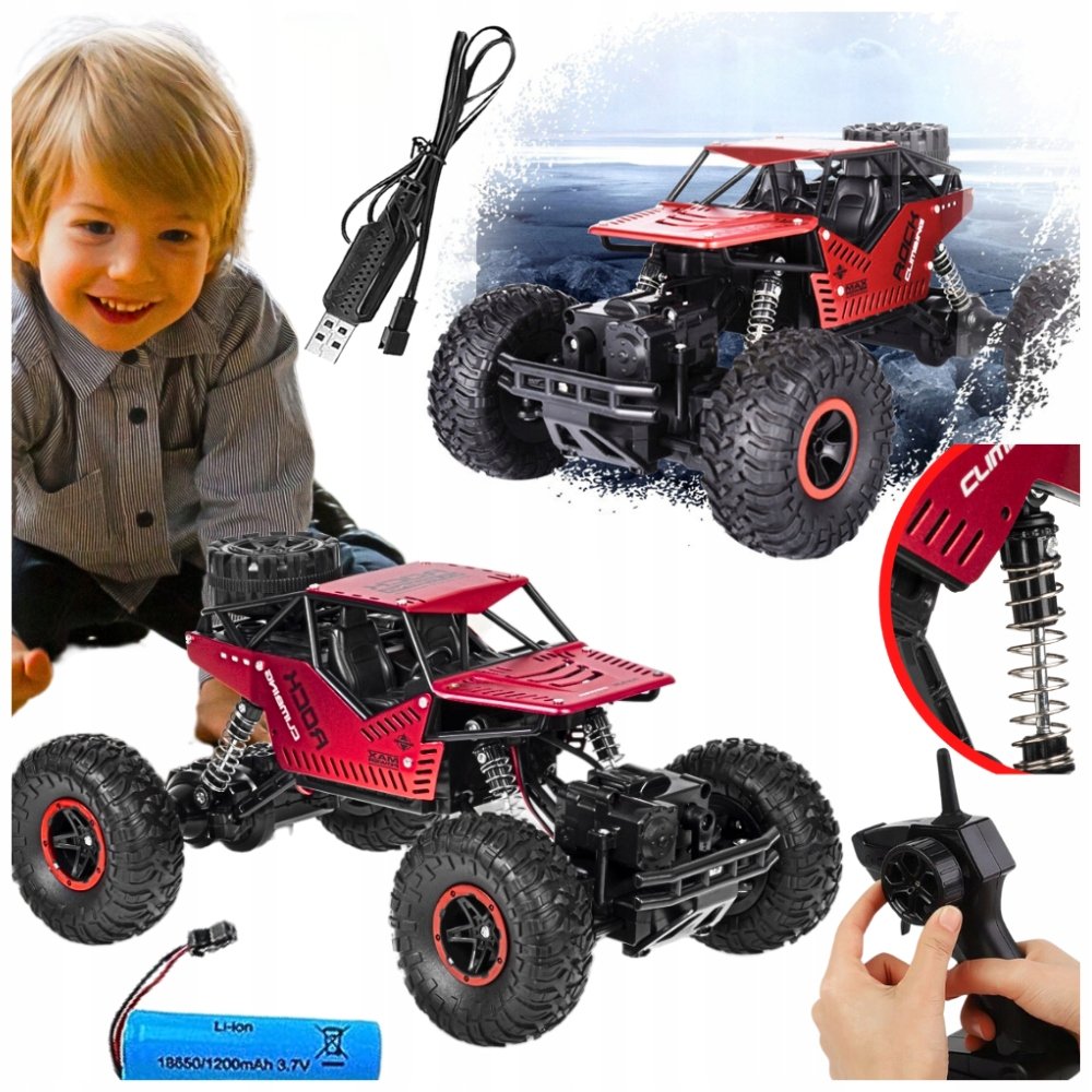 SAMOCHÓD ZDALNIE STEROWANY NA AKUMULATOR TERENOWY RC AUTO 4x4 DZIEŃ DZIECKA