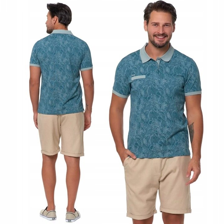 Koszulka Polo Męska Bawełniana Polówka Modna Premium Wzorzysta MORAJ - XXL
