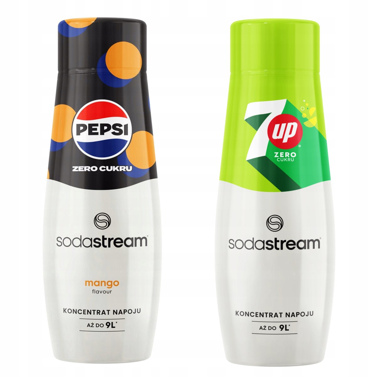 Zestaw 2 koncentratów, syropów Sodastream. Pepsi MAX Mango Zero + 7Up free