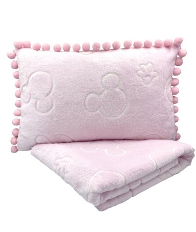 155 x 200 Komplet Kocyk Poduszka Myszki różowe świecące w ciemności