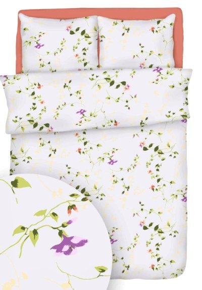 Komplet pościeli kora premium 100% bawełny 160x200cm wzór frezje na szarym tle