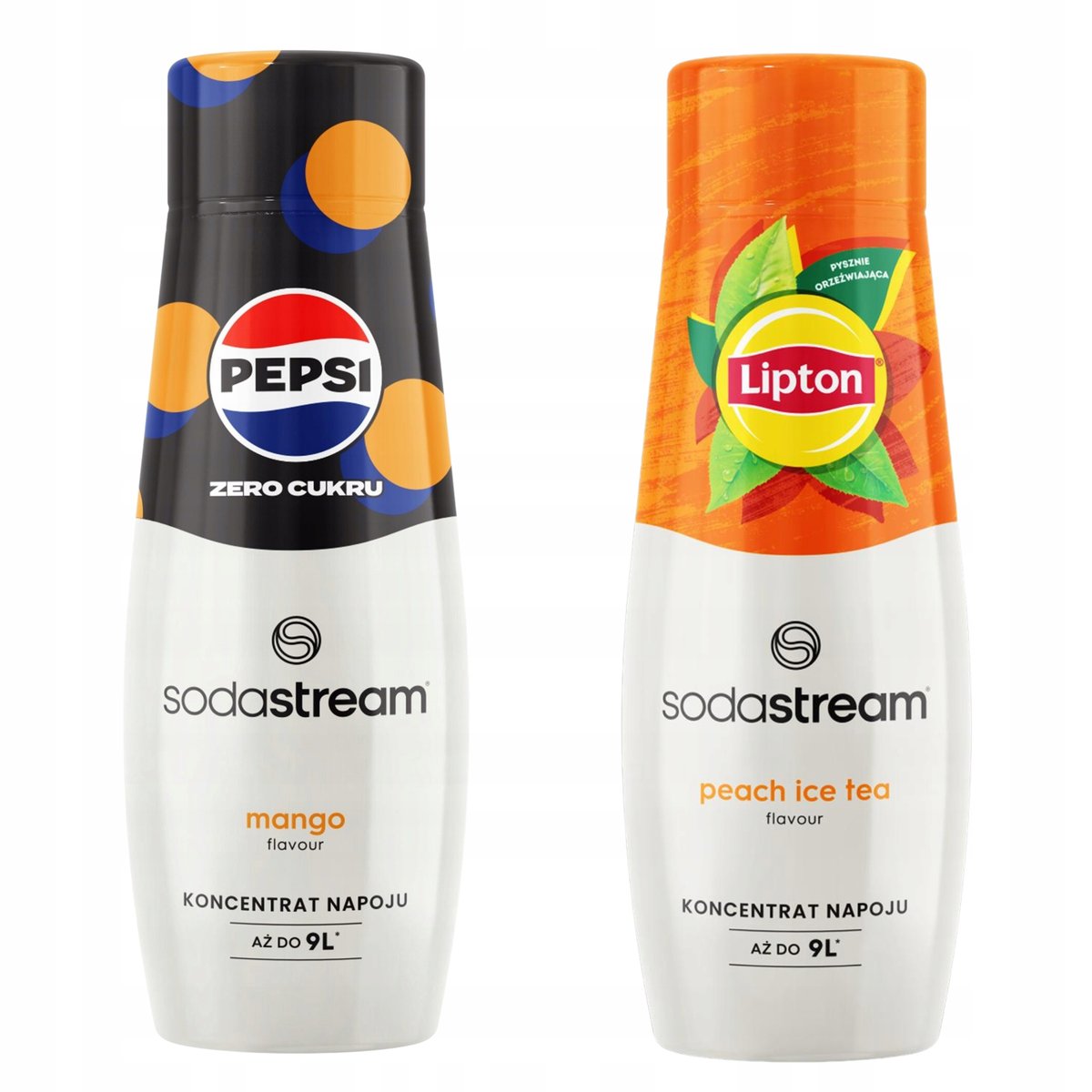 Zestaw 2 koncentratów. Sodastream Pepsi MAX Mango + Lipton Ice Tea Peach