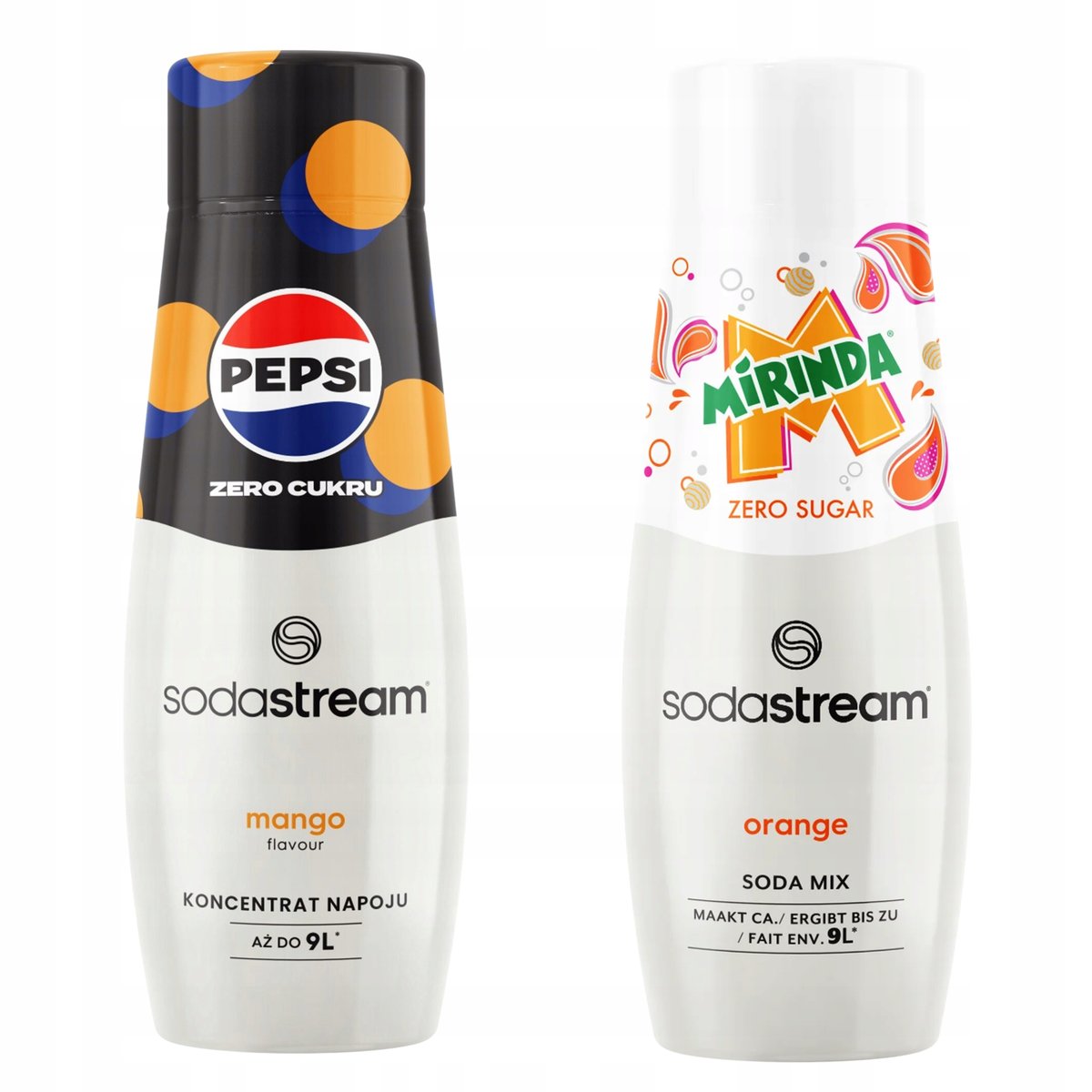Zestaw 2 koncentratów. Sodastream Pepsi MAX Mango + Mirinda Zero bez cukru
