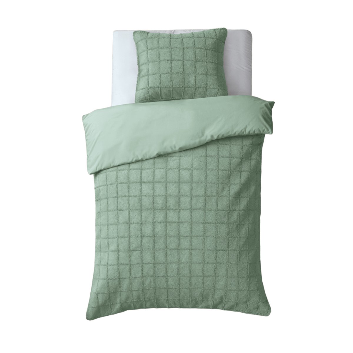 140x200/220 FAUX FUR CHECK ciemny zielony 140x200/220 kpl pościeli