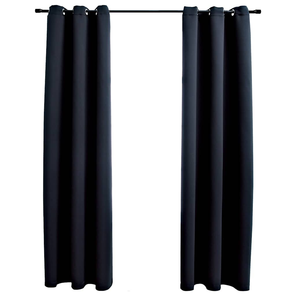 vidaXL Zasłony zaciemniające z kółkami 2 szt. Czarny 97x213 cm Tkanina