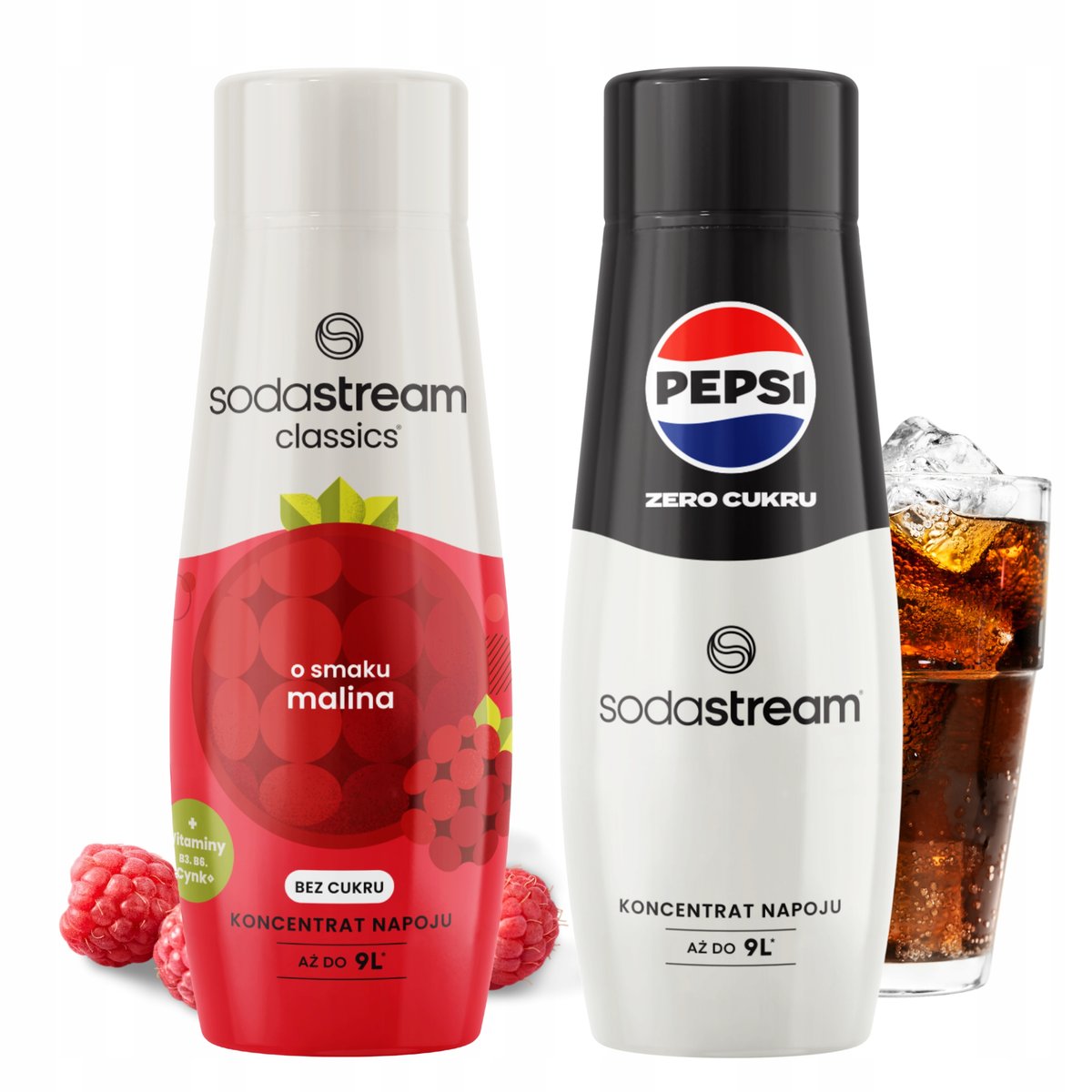 SodaStream Syrop do Saturatora Malina Zero + Pepsi Max Koncentrat Bez Cukru