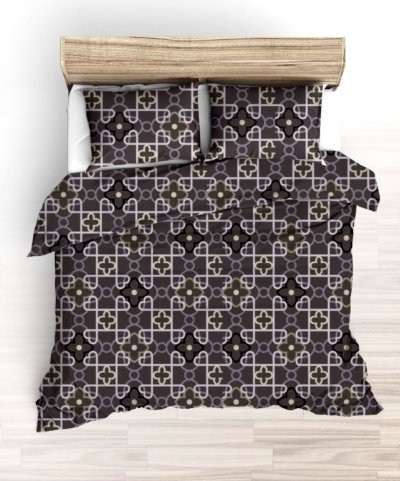 Komplet pościeli 100% bawełna premium 200x220 geometryczny na czarnym