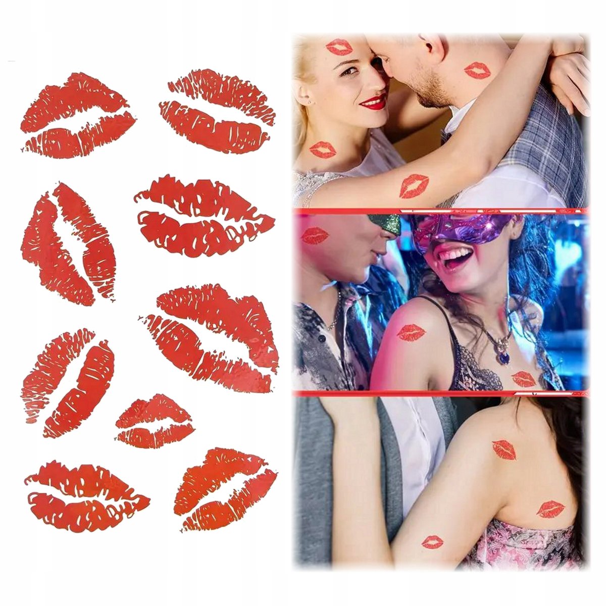TATUAŻ ZMYWALNY TYMCZASOWY WODNY - CZERWONE USTA ZESTAW
