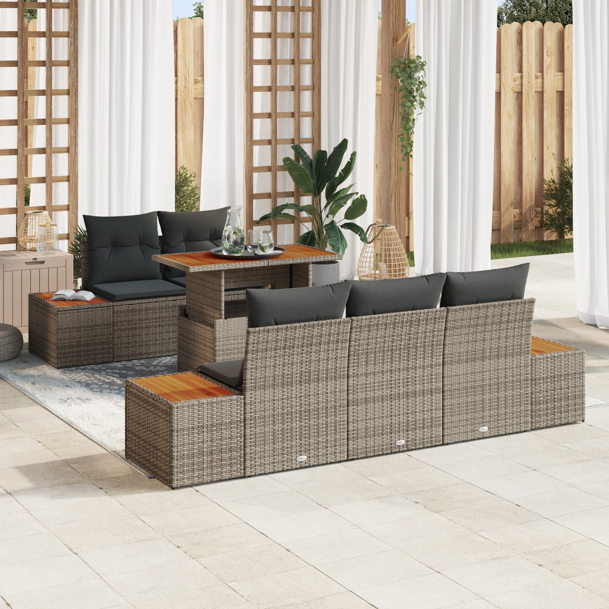 6-częściowy zestaw sofy ogrodowej z poduszkami sza