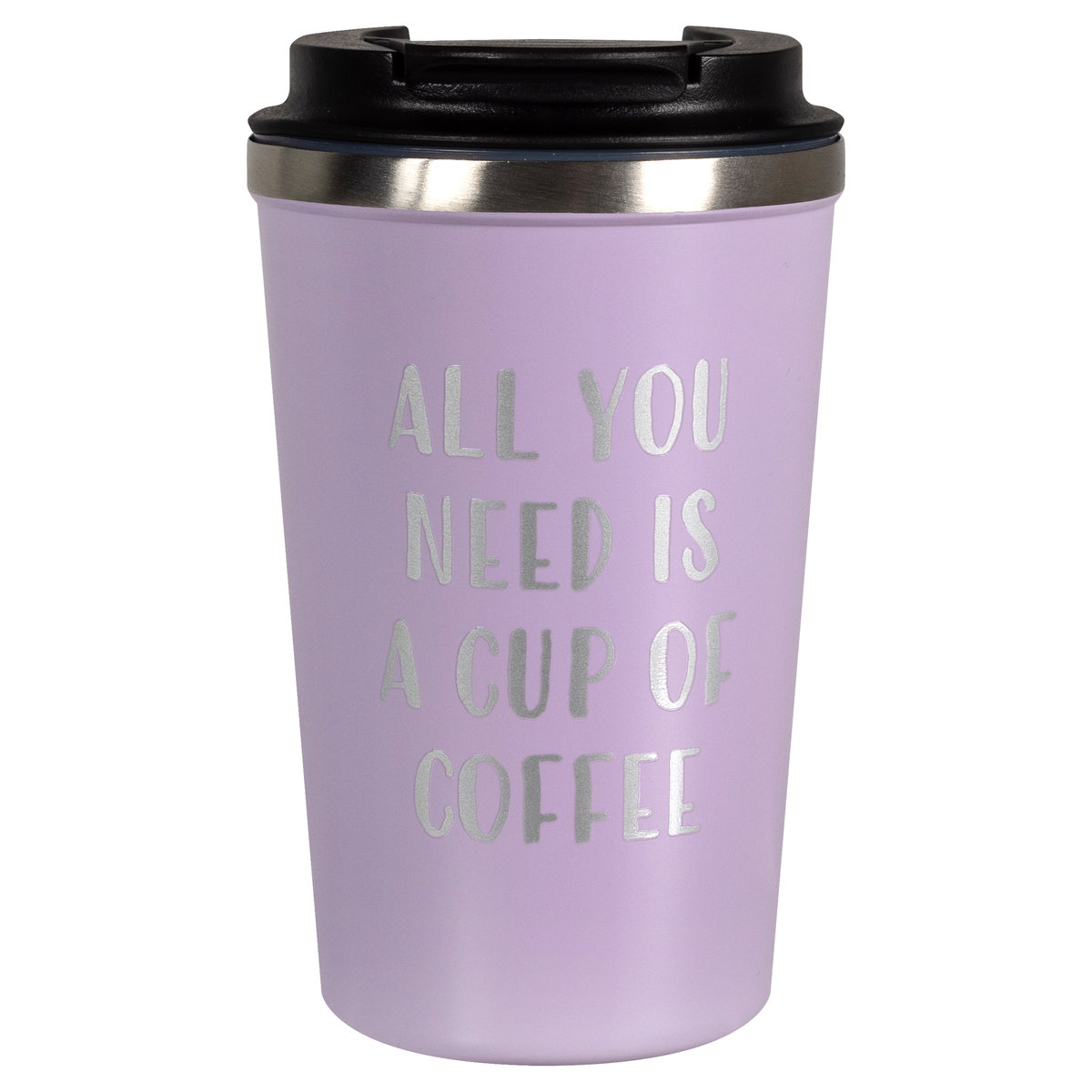 ROCKLE Kubek Termiczny z napisem All You Need Is A Cup Of Coffee Fioletowy 360 ml