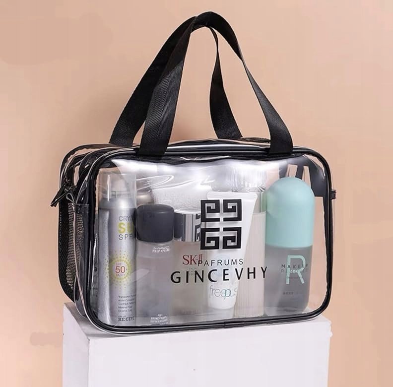 Wodoodporna kosmetyczka podróżna, transparentna, 2 komory