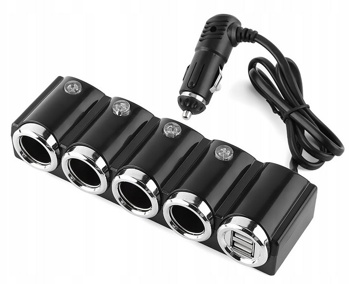 Rozgałęziacz ŁADOWARKA SAMOCHODOWA ZAPALNICZKA Z PRZEŁĄCZNIKIEM USB 12V-24V