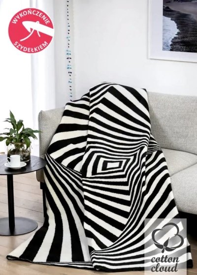 Koc bawełniany Cotton Cloud wzór paski zebra 150x200