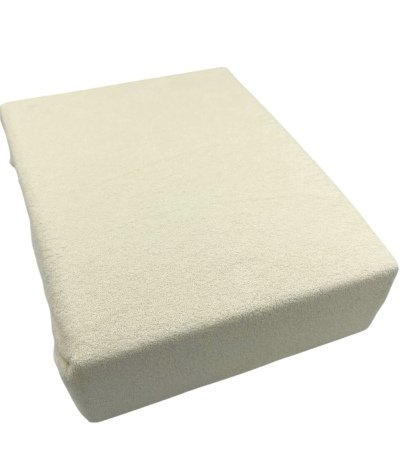 Prześcieradło frotte z gumką grube 90x200 +zakład 30 cm kość słoniowa