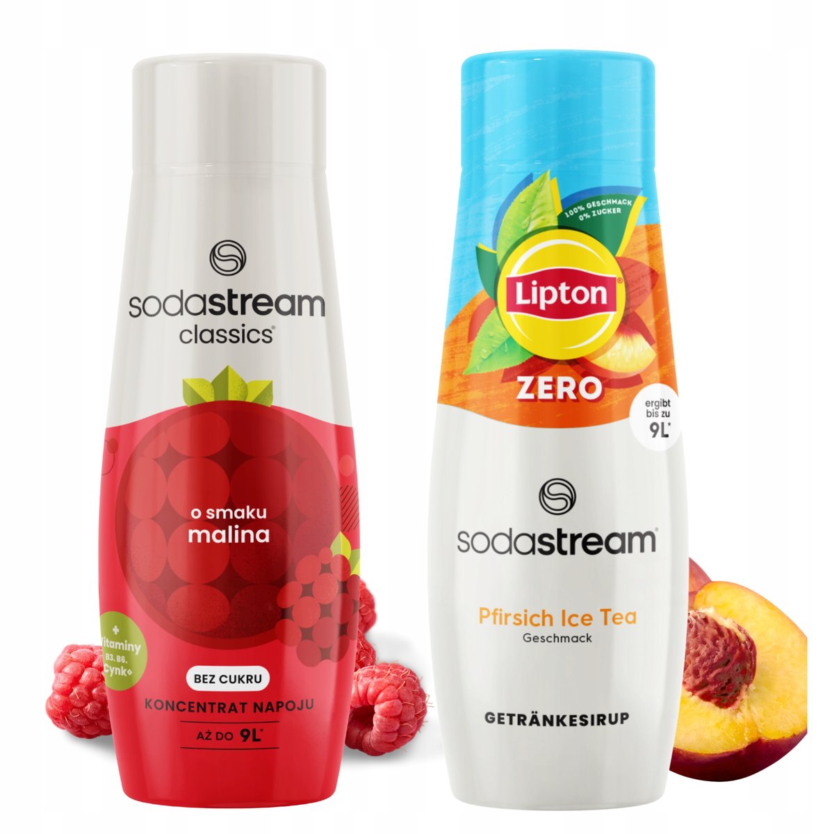 SodaStream Syropy do Saturatora Malina Zero + Ice Tea Brzoskwinia Bez Cukru