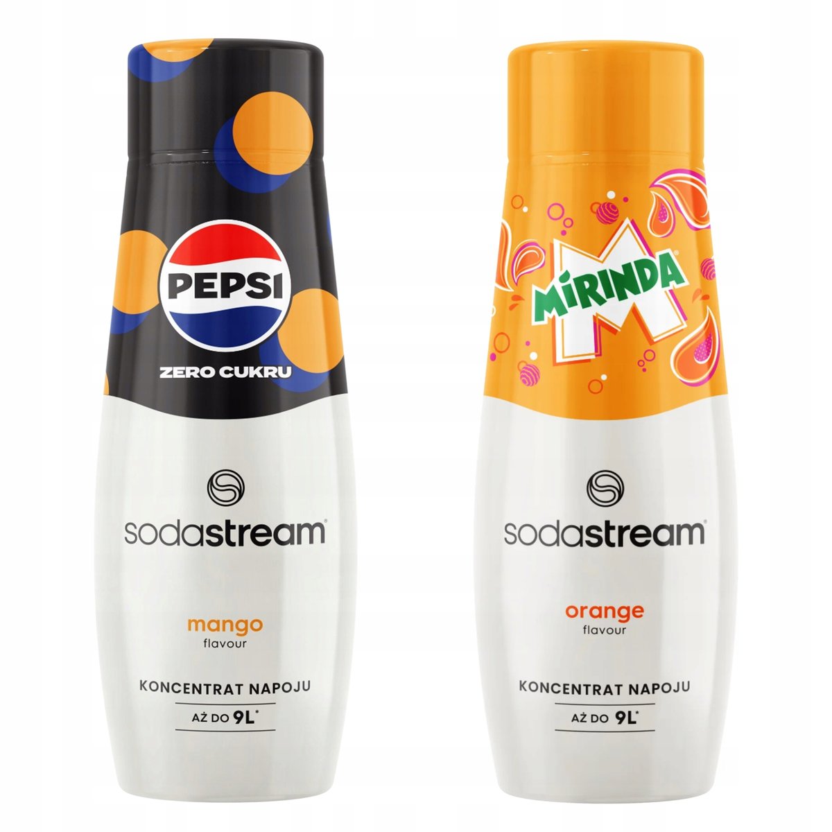 Zestaw 2 koncentratów, syropy do wody. Sodastream Pepsi MAX Mango + Mirinda