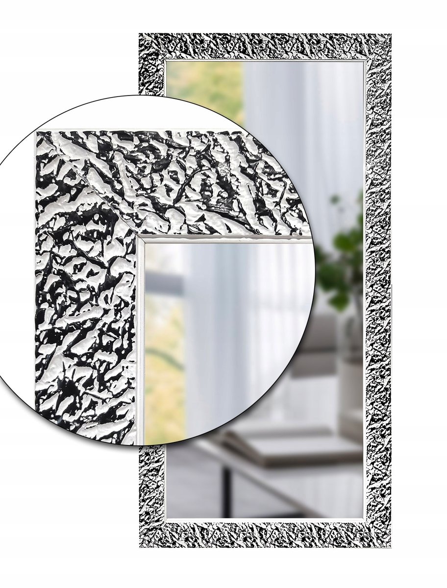 Duże lustro ścienne ZEBRA w białej czarnej drewnianej ramie 70x50 z25