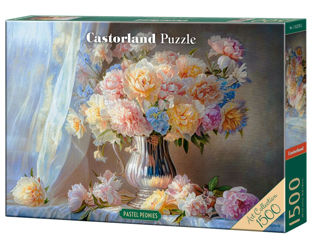 Puzzle 1500 Pastel Peonies Castor - puzzle