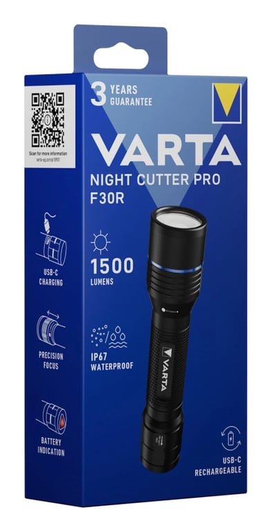 Varta Night Cutter Pro F30R Czarny Latarka ręczna LED