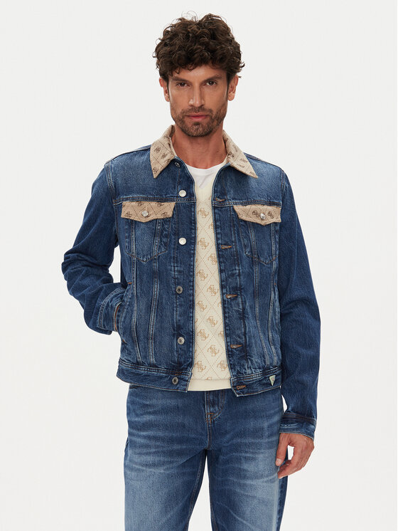 Guess Kurtka jeansowa M5YXN1 D5KT3 Granatowy Regular Fit