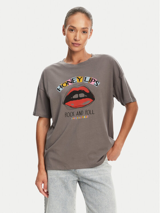 Noisy May T-Shirt Ida 27034417 Szary Relaxed Fit