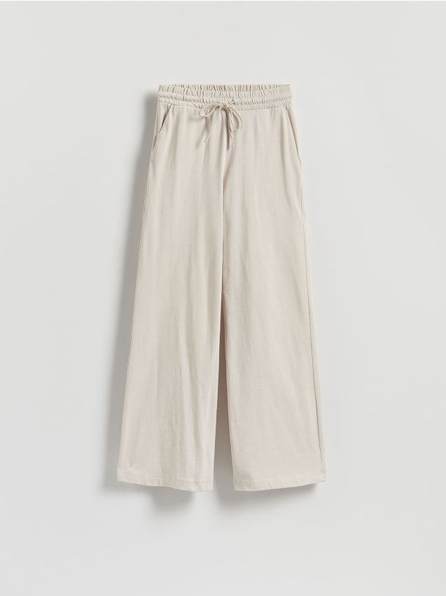 Reserved - Bawełniane spodnie - kremowy