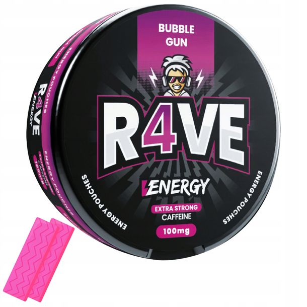 BUBBLE GUM/GUMA BALONOWA Woreczki Energetyczne R4VE Snusy z Kofeina 100mg