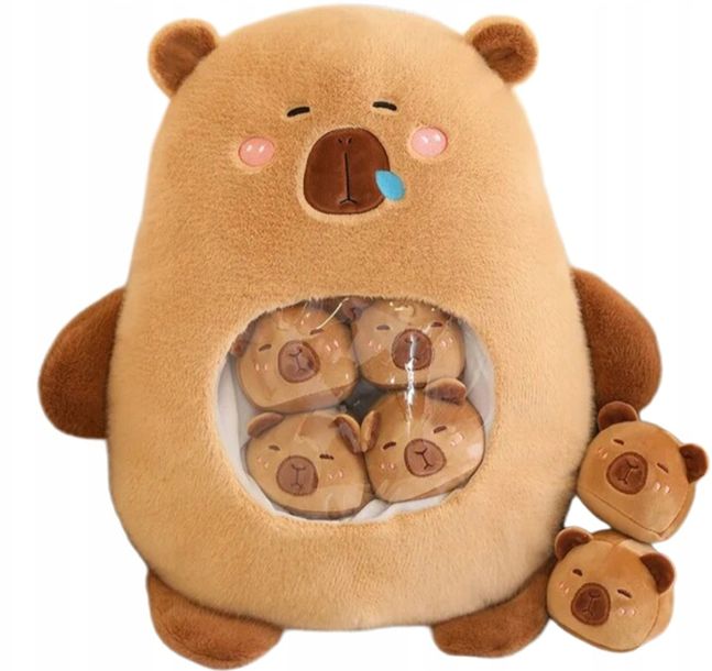 DUŻA Maskotka Poduszka kapibara 50 CM plus 6 sztuk małych kapibar