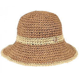 Kapelusz damski pleciony miękki do walizki ażurkowy KAP-PA-14 brązowy z beżem