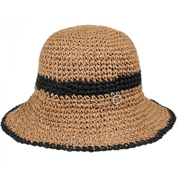 Kapelusz damski pleciony miękki do walizki ażurkowy KAP-PA-14 brązowy z czarnym